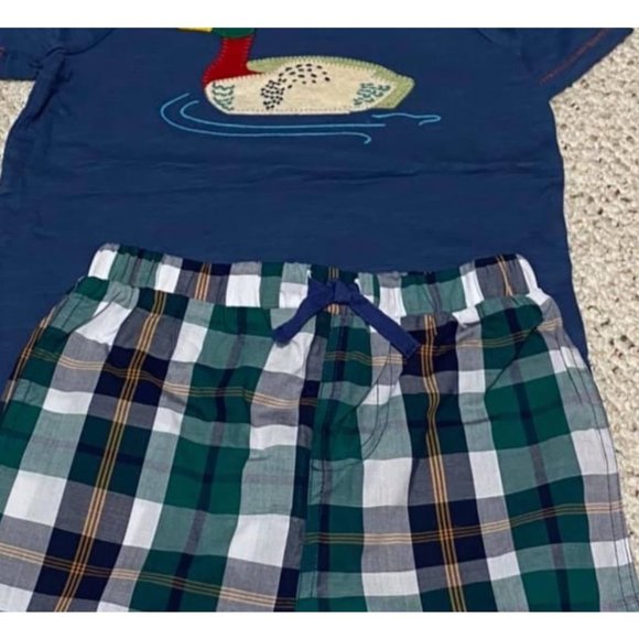Mud Pie 4T/5T NWOT Mallard Duck appliqué shorts set blue green - Picture 3 of 3